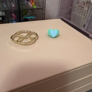 Mint Green and blue heart ring